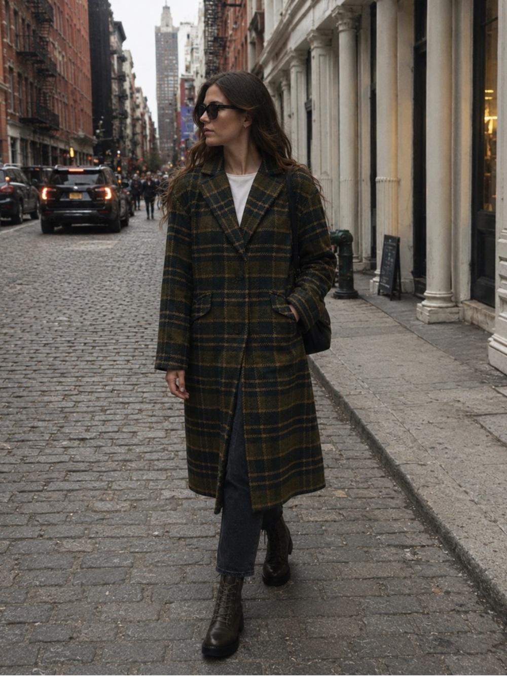 Hunter Carra Longline Plaid Wool Coat
